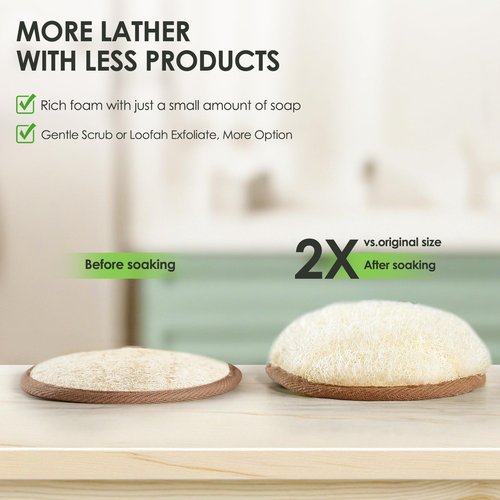 RIYNIBIY 2PCS Natural Exfoliating Loofah Body Scrubber, Loofah Exfoliating Body Scrubber for Bath, Made with Natural Egyptian Shower Loofah Sponge, Shower Exfoliator for Women and Men