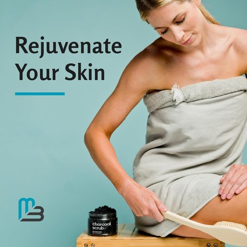 M3 Exfoliating Charcoal Scrub - Collagen & Stem Cells for Body Toning, Detox & Smoothing | 12 oz