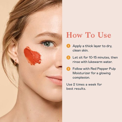 Erborian Red Pepper Paste Face Mask - Energizing & Radiance Boosting Facial Mask for Hydration & Glow with Vitamins C & E, Antioxidants & Soothing Liquorice Extract - Korean Skin Therapy – 0.6 oz
