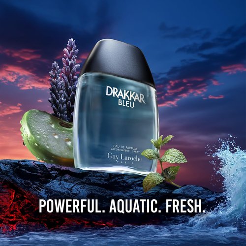 Guy Laroche Drakkar Bleu - Iconic Aquatic Eau de Parfum - Long-Lasting Fresh Men's Cologne - 3.4 Fl Oz