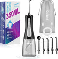 Skiennix 350ML Portable Water Dental Flosser - 5 Modes, Cordless, IPX7 Waterproof for Home & Travel (Black)