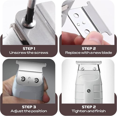 Andis T-Blade Replacement - Silver Blade for T-Outliner GTO, GO & SLS Trimmers