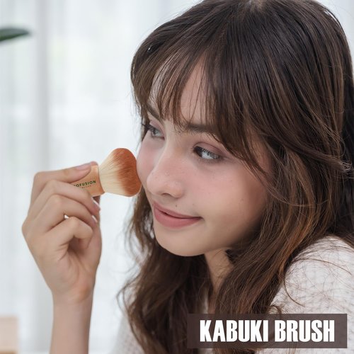 Profusion Cosmetics Matcha Love Duo | Weightless 2-in-1 Correcting Powder & Kabuki Brush - Revive Dull Skin, Talc-Free