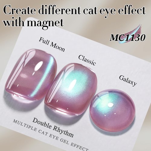 Double Rhythm Cat Eye Gel Polish - 15ML Holographic Glitter in Plum Purple | Salon Quality Soak Off