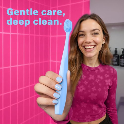 Max Extra Soft Toothbrush - Gentle Bristles for Sensitive Gums | Ergonomic Grip, BPA Free, 4 Pack - Sky Blue