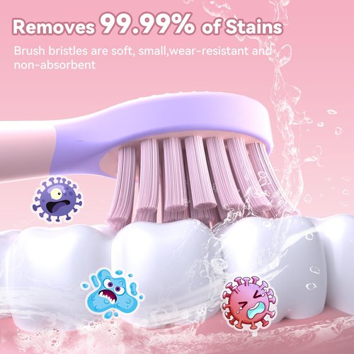 JTF Rechargeable Electric Toothbrush for Kids: 5 Gentle Modes for Ages 3+, Safe & Effective for Sensitive Teeth - with Fun DIY Stickers, 4 Soft Brush Heads, Children Sonic Toothbrush for Home & School
