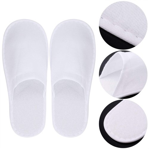 Tbestmax 24 Pair Spa Flip Flops Disposable Slippers for Hotel Guests Women, Men Closed Toe Super Comfort White