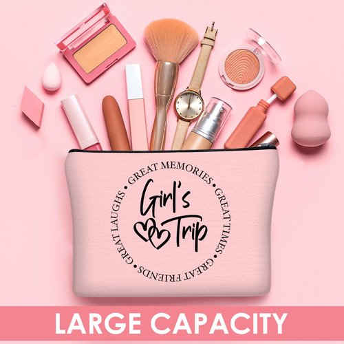 Reginary 9 Pcs Girls Trip Gifts Favors Girls Trip Makeup Bags Toiletry Cosmetic Bag Bestie Friendship Gifts for Women Wedding Bachelorette Mother's Day Party Favors