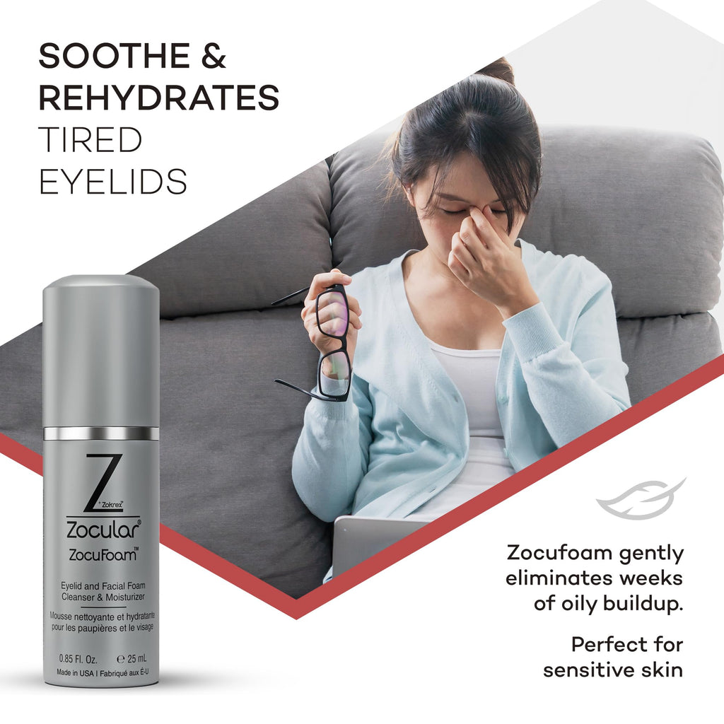 Zocular ZocuFoam Foaming Eyelid Cleanser – Gentle pH-Balanced Cleansing Foam – 25 mL