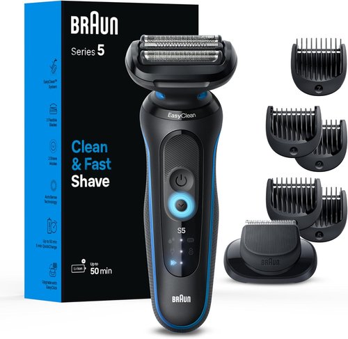 Braun Series 5 5120s Electric Shaver - Wet & Dry Shave with Turbo Mode & Beard Trimmer | Blue