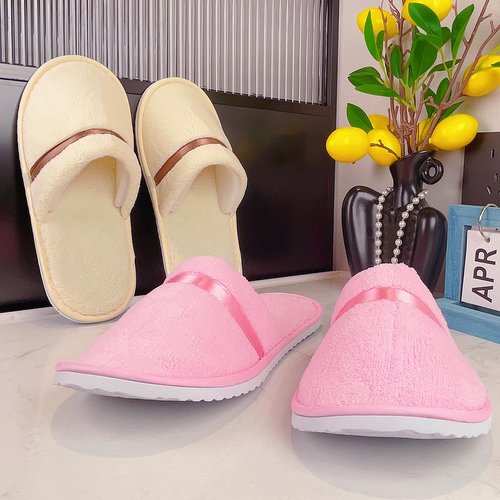 6/10/12 pairs Spa Slippers for Guests, Washable Reusable Disposable Slippers for Women Men, Jacquard Fleece Closed-Toe Design for Hotel, Bathroom, Bedroom, Wedding, Travel, SPA Bulk Slippers for Guest Use