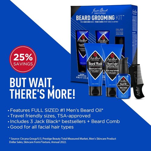 Jack Black Beard Grooming Kit - Travel Size Mens Beard Kit Gift Set