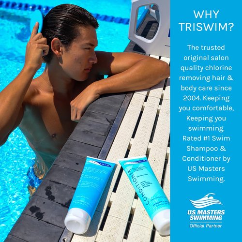 TRISWIM Chlorine Shampoo and Conditioner Set - Paraben-Free Swim Care with Aloe Vera & Keratin | 8.5 fl oz Each