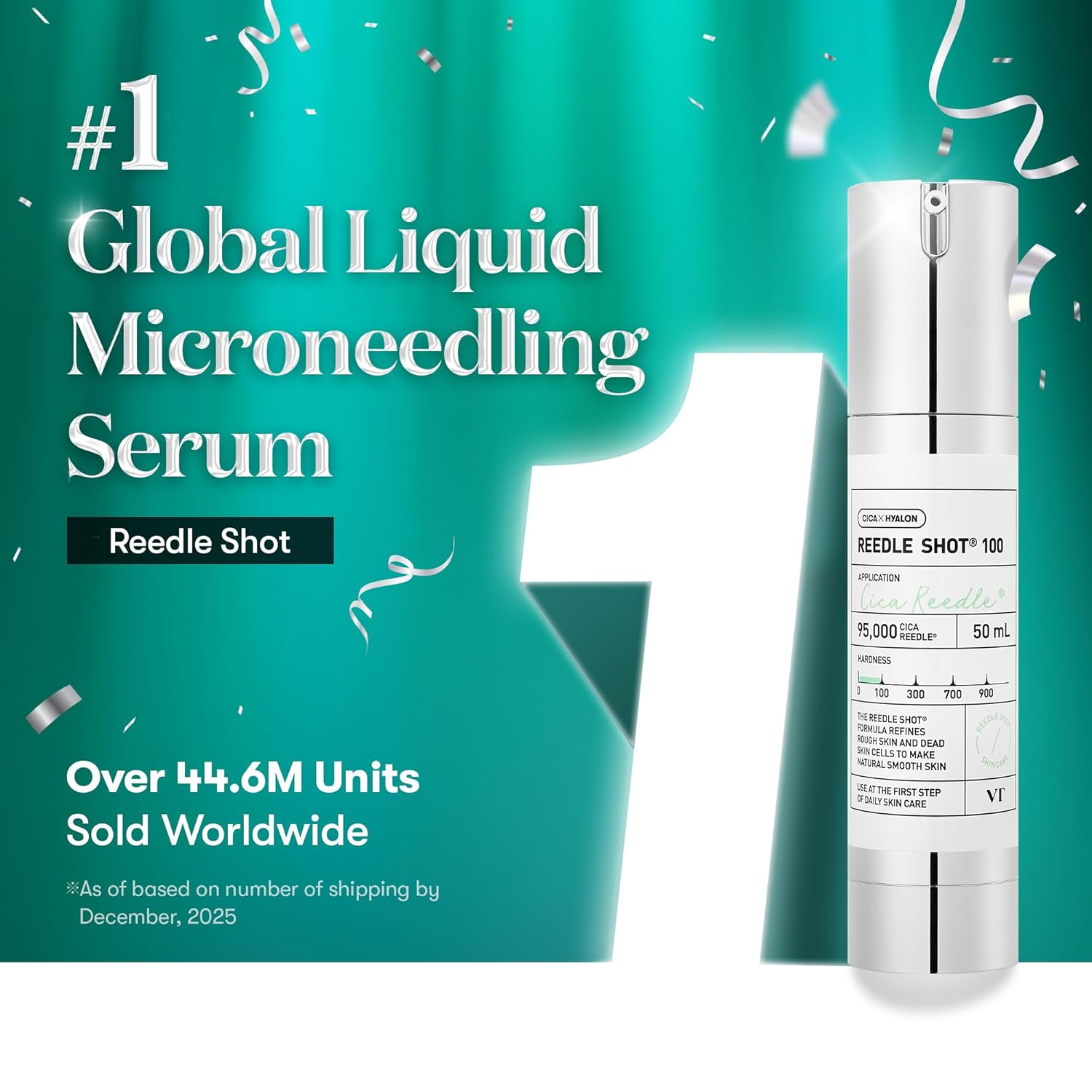 VT COSMETICS CICA Reedle Shot Serum - Microneedling Exosome Formula for Pore Care & Glass Skin (1.69 Fl Oz)