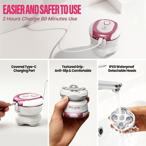 Electric Razors for Women,OLOV Beauty 5-in-1 Rechargeable Shaver for Lady Legs,First Trimmer for Teen Girls Underarms & Body & Hair (White)