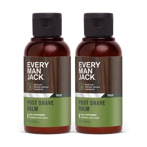 Every Man Jack Men's Post Shave Balm - Calms Irritation, Cools Skin, Hydrates, Absorbs Fast - Made with Naturally Derived Ingredients like Coconut Oil, Aloe Vera, Natural Menthol - 3.2oz - 2 Pack