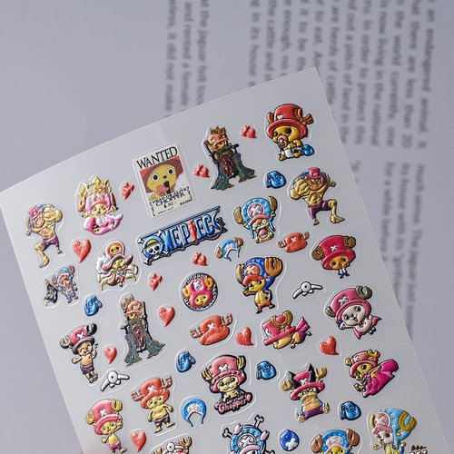 Anime Nail Stickers 5D 3D Embossed Japanese Kawaii Nail Art Decals for Unisex DIY Nail Design, Self Adhesive Stickers for Natural Gel Press On Nails, Cute Otaku Cosplay Gift Pink (Doctor)