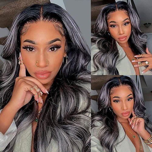 Cklikeb Human Hair Bundles P4/Grey Color Body Wave Bundles Unprocessed Brazilian Virgin Human Hair 16 18 20 Inch 3 Bundles Quick Weave Human Hair Extensions 300g (P4/GREY Body Wave, 16 18 20)