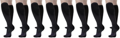 Copper Fit unisex adult Moisturizing Energy Plus Easy On Easy Off Knee High Compression Socks, Black, Small-Medium US (Pack of 2)