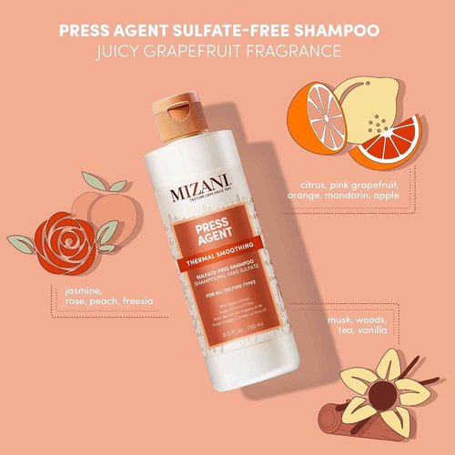 MIZANI Press Agent Sulfate-Free Shampoo - Thermal Smoothing & Moisturizing - Ideal for Dry, Frizzy Hair with Argan Oil