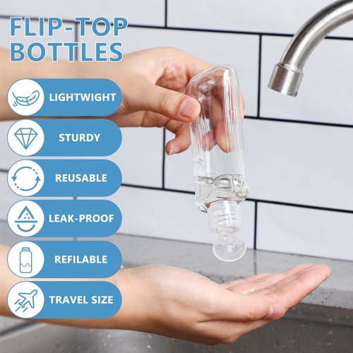 Domensi 36 Pcs 3.4 oz Travel Bottles Bulk Plastic Squeeze Lotion Bottles with Flip Cap Small Portable Travel Leak Proof Refillable Empty Cosmetic Container for Toiletries Liquid Shampoo(Clear)