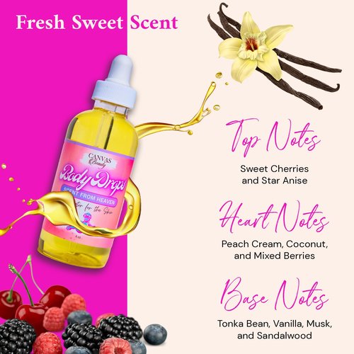 Canvas Beauty Body Drops, Scent From Heaven - With Coconut Oil, Jojoba Oil & Vitamin E