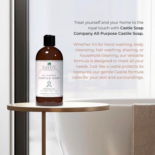 Castile Soap Liquid Unscented 16 Oz - All Purpose Liquid Castile Soap Unscented Gentle Cleanser For Hair Body Wash Hand Wash Home Nourishing Formula Gentle on Skin For All Ages Daily Care