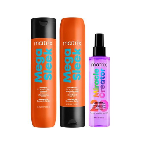 Matrix Mega Sleek Shampoo & Conditioner Set | Controls Frizz for Smooth, Shiny Hair - Nourishing Shea Butter for Dry, Damaged Hair