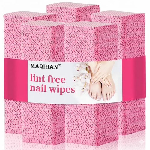 MAQIHAN 1800 Lint Free Nail Wipes - Pink Acetone Free No Lint Nail Pads For Gel Polish Glue Remover, Nail Art Supplies, Essentials Stuff for Nail Tech, Nail Care Product, Lash Extension Supplies