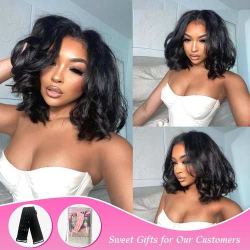 Qmaple Bob Wig Human Hair 13x4 Body Wave Lace Front Wigs Human Hair Short Bob Wigs for Women (8 Inch)