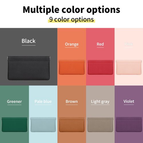Genuine Leather Pocket Cosmetic Bag for Purse,Coin Purse Lipstick Cosmetic Accessories Travel Pouch for Storage Waterproof Portable No Zipper Self-closing Small Makeup Pouch (Black)