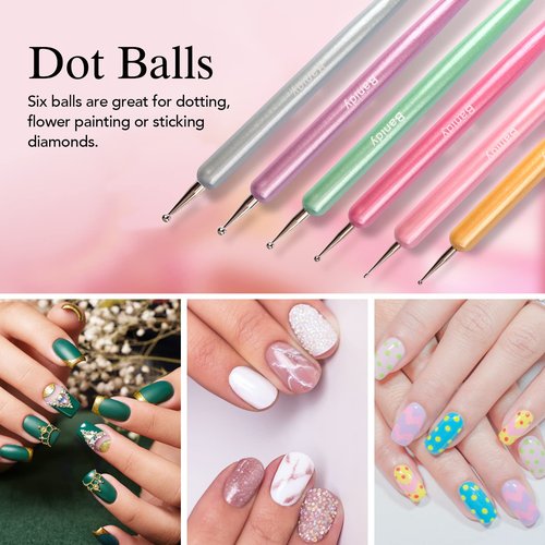 Nail Art Brushes for Gel Art Design Brush Tools Dual-Head Pen Painting Set Include Extension Brush Liner Brush Dotting Pen for DIY Manicure Polish