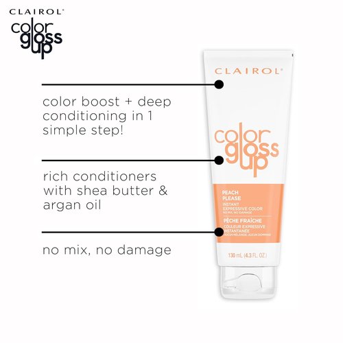 Clairol Color Gloss Up Temporary Hair Dye - Peach Please Color | Single Pack for Vibrant Shine