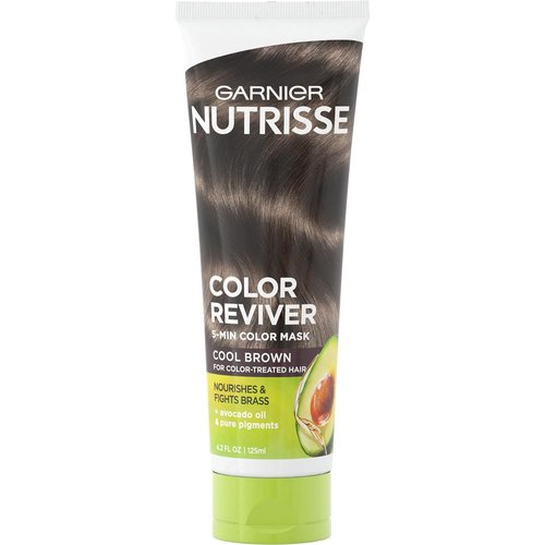 Garnier Nutrisse Color Reviver Hair Mask - Nourishing Cool Brown Formula, 4.2 Fl Oz | 2 Count