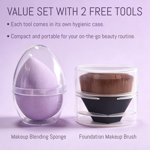Skiennix Body Coverage Perfector - Waterproof Makeup with Brush & Puff - Full Coverage for Tattoos & Scars (2.0oz Natural Beige)