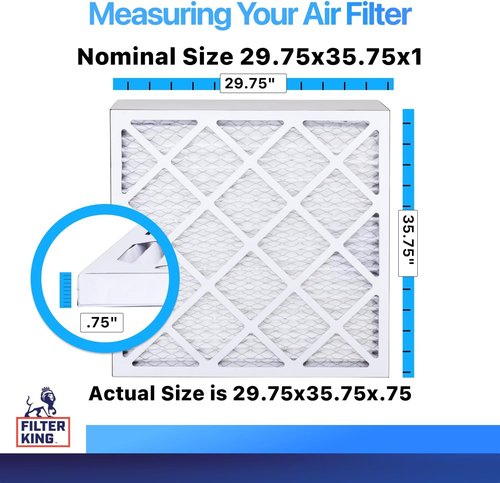 Filter King Air Filters - MERV 8 Pleated HVAC AC Furnace Filters | 12 Pack | 29.75x35.75x1 | Made in USA