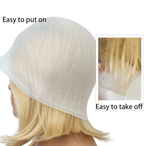 Skiennix Silicone Highlight Cap Set - Professional Reusable Hair Coloring Tool with Hook | Unisex