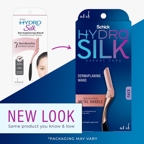 Schick Hydro Silk Dermaplaning Wand with 6 Blades & TrimStyle Razor with Bikini Trimmer, 5 Blades, 3 Refills