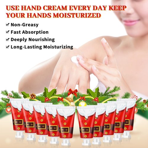 Heigble 30 Pcs Holiday Hand Cream Bulk Winter Gifts for Women Christmas Party Favors Mini Hand Lotion Set 1.1 Fl oz Travel Size for Dry Skin Women Mom Coworkers(Santa Belt)