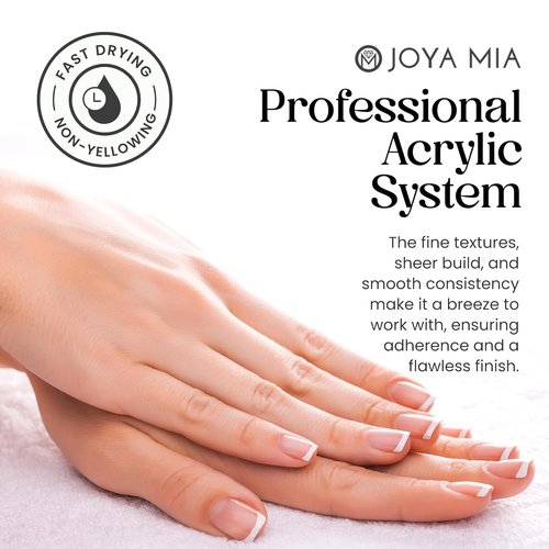 Joya Mia Acrylic Powder - MMA-Free Professional Nail Enhancements for Flawless Finish | Diamond Clear, 2 oz