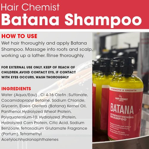 Hair Chemist Batana Strengthening 4-PC Shampoo & Conditioner Collection - Includes 33.8oz Shampoo, 33.8oz Conditioner, 7.1oz Hair Oil AND 7.1oz Scalp Stimulator -