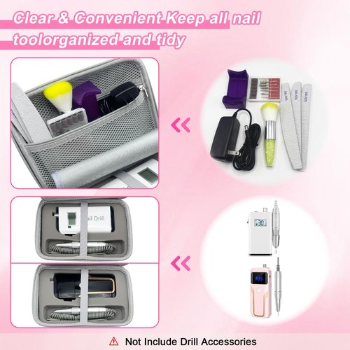 Thowapou Nail Drill Machine Storage Case Compatible with MelodySusie/MOCOWIND Professional Electric Nail Drill Machine, for Travel Nail Drill Machine Storage Pouch Professional Bag (Case Only)