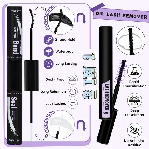 Lash Extension Kit for Beginners BM03 Eyelash Extension Kit 156pcs D Curl Flat Matte Lash Clusters Kit Natural and Soft Lash Kit Flat Band 8-18 Mixed Individual Lashes Kit (US-FDset-BM03-8-18MIX)
