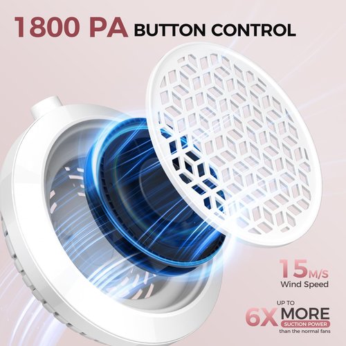 MNAFKT Nail Dust Collector for Nail Tech & Acrylic Nail Polishing - Ultra-Quiet 8000RPM Turbo Brushless Motor, Reusable Filter & Magnetic Detachable Design for Salon, Home DIY & Crafts Powerful（White)
