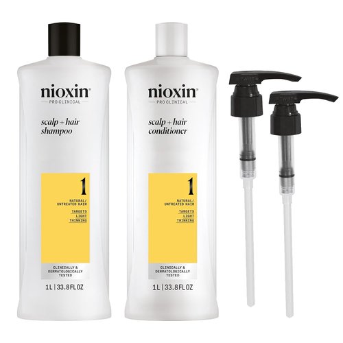 Nioxin Shampoo & Conditioner Duo Set - Strengthen Natural & Colored Hair | Includes Pumps | Systems 1-4
