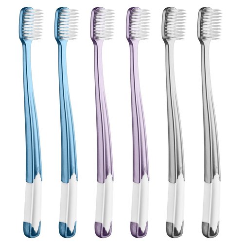 Frekare Soft Toothbrushes for Adults, Manual Soft Bristle Flossing Toothbrush with Covers, Periodontist Design Tapered Bristles for Sensitive Teeth and Gums, 6 Count