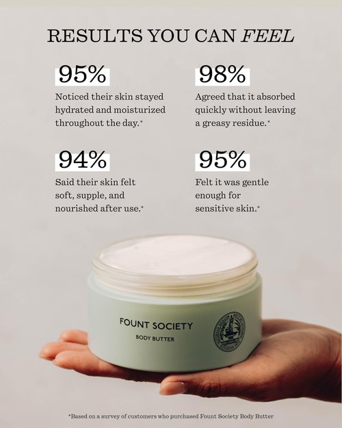Fount Society Body Butter - 8 fl oz Nutrient-Dense Hydrating Body Butter with Sea Fennel & Shea Butter - Lightweight, Fast-Absorbing, Fragrance-Free - Vegan & Cruelty-Free