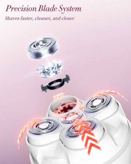 Electric Razors for Women - Magnetic 5D Floating Painless Shaver, Cordless Rechargeable Hair Remover, IPX6 Waterproof Wet Dry Shaving for Legs, Bikini, Face, Underarm, Arm (Gun, Glossy)