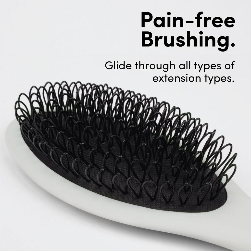 The Hair Shop Beige Loop Brush - Professional Ergonomic Detangler for Human & Synthetic Hair Extensions | Light Grey