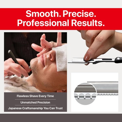 Feather - Nape and Body Razor - Designed for Trimming, Cutting, Thinning, Shaving Neckline, Facial Detail Work, Bikini Areas & Dermaplaning Use - Ergonomic Handle - Made in Japan